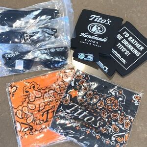 NiP Tito’s Handmade Vodka Merchandise Bundle Sunglasses Koozies Bandanas 8 pcs